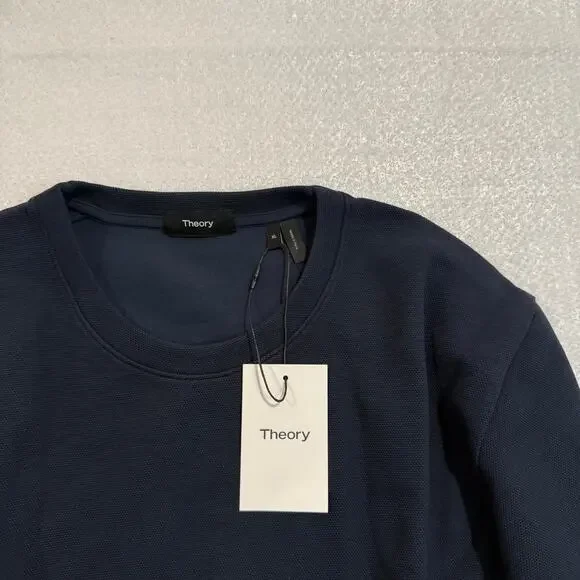 Theory Jocelin LS Double Piqué Crewneck Top Baltic Navy Men’s XL New With Tags - Picture 5 of 10